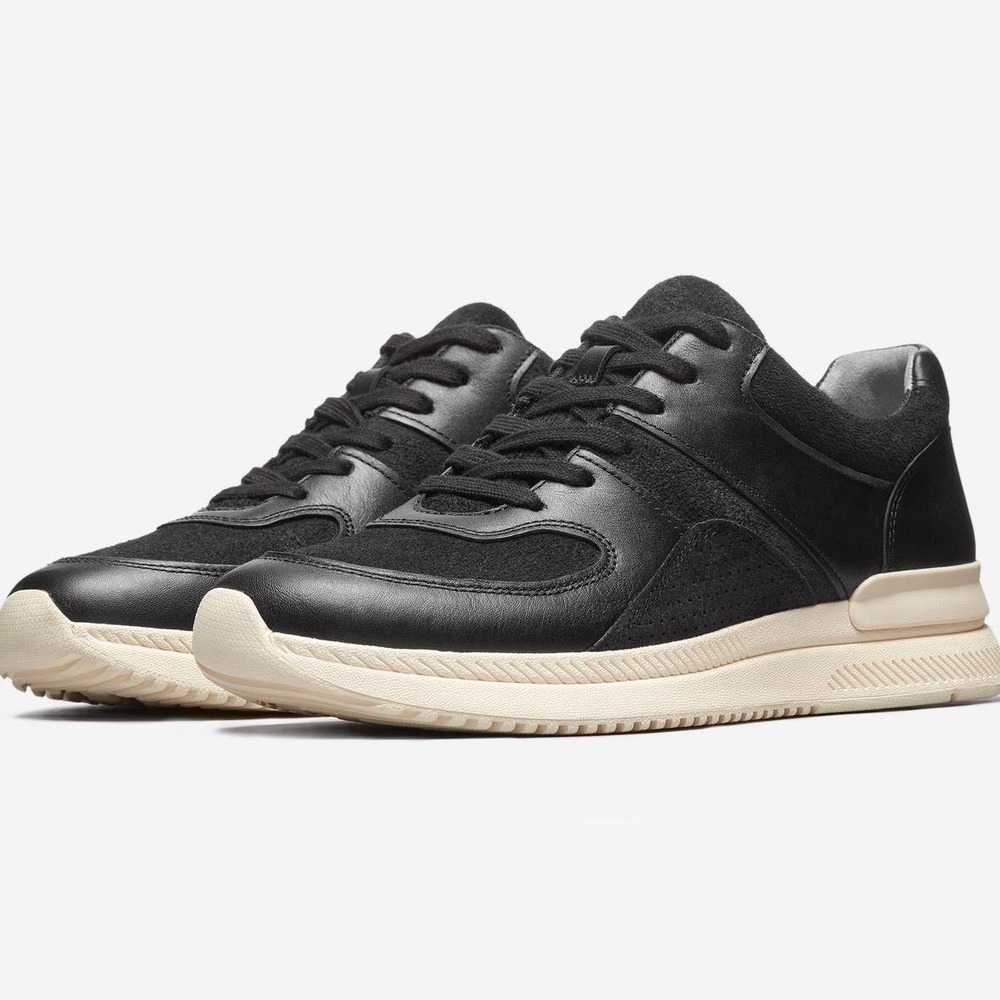 Everlane The Trainer Sneakers Tennis Sports Running Shoes Black Leather Womens 7